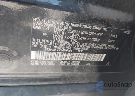 2020 Toyota Rav4 Xle z USA, uszkodzony, nr VIN 2T3W1RFV3LW076164